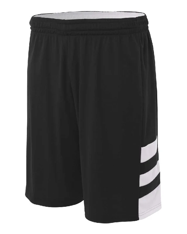 A4 N5334 10" Reversible Speedway Short - Black White