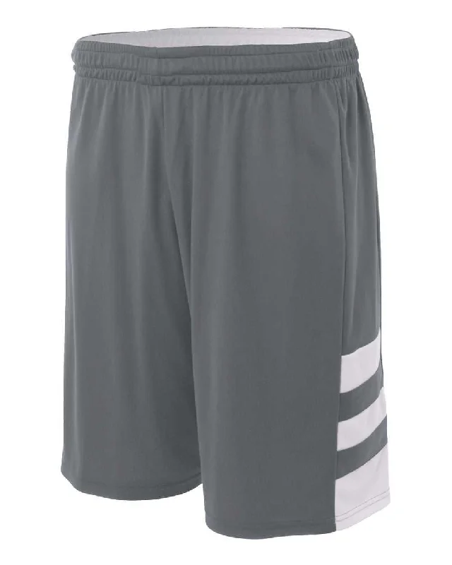 A4 N5334 10" Reversible Speedway Short - Graphite White