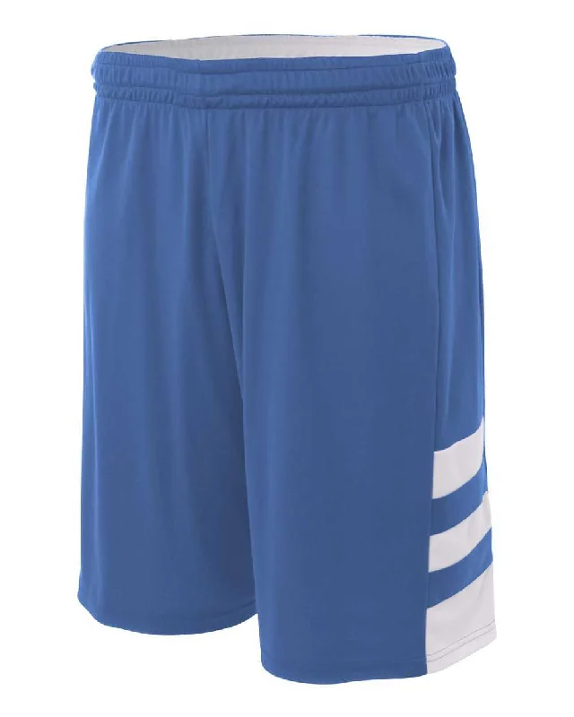 A4 N5334 10" Reversible Speedway Short - Royal White