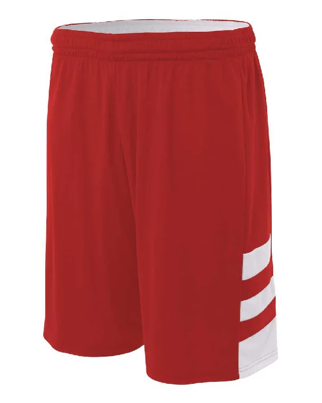 A4 N5334 10" Reversible Speedway Short - Scarlet White