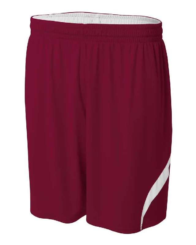 A4 N5364 Double Double Short - Maroon White