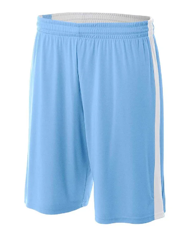 A4 NB5284 Youth Reversible Moisture Management 8" Short - Light Blue White