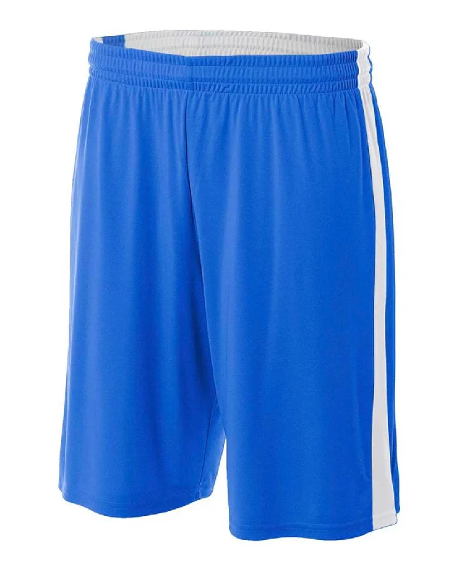 A4 NB5284 Youth Reversible Moisture Management 8" Short - Royal White