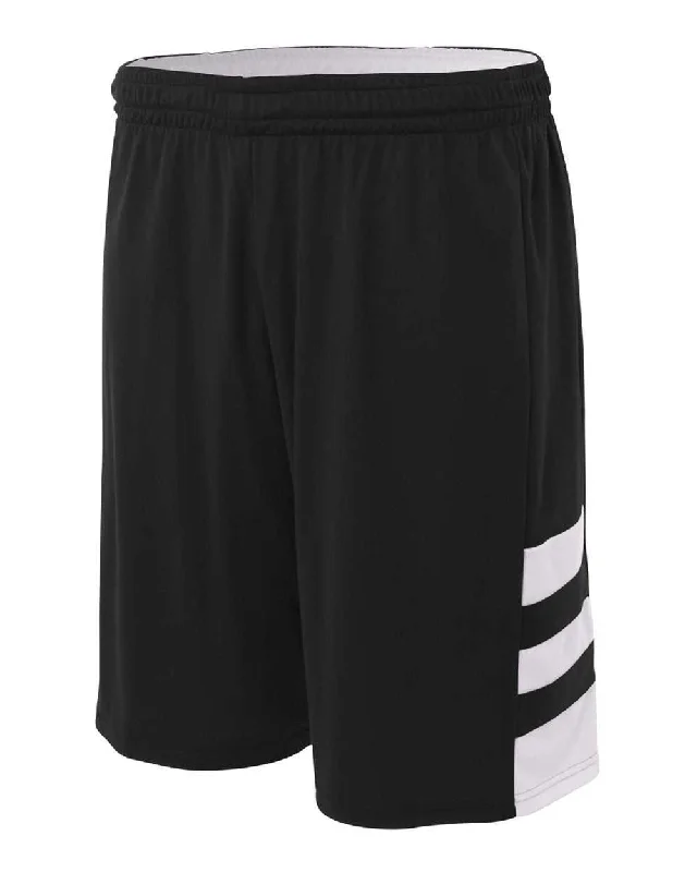 A4 NB5334 8" Reversible Speedway Short - Black White