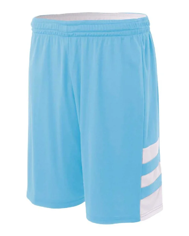 A4 NB5334 8" Reversible Speedway Short - Light Blue White