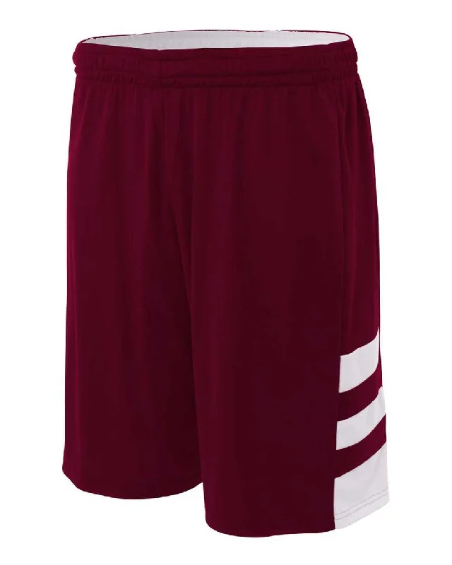 A4 NB5334 8" Reversible Speedway Short - Maroon White