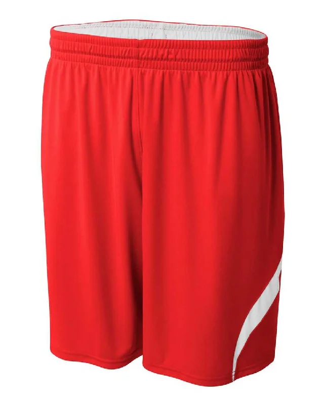 A4 NB5364 Youth Double Double Short - Scarlet White