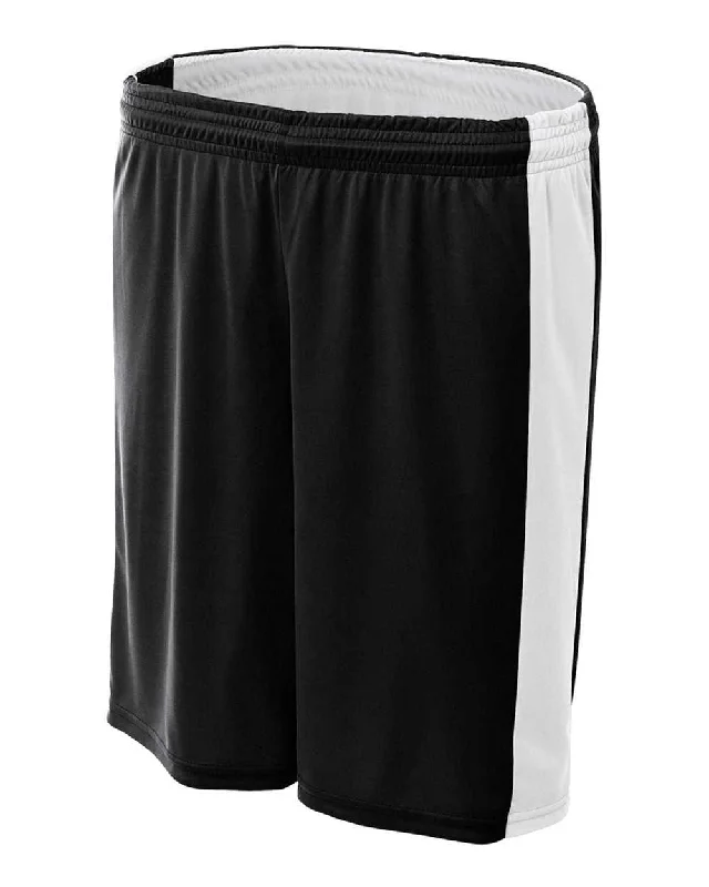 A4 NW5284 Women's Reversible Moisture Management 8" Short - Black White