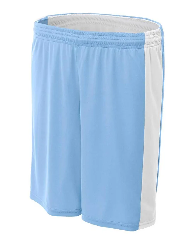 A4 NW5284 Women's Reversible Moisture Management 8" Short - Light Blue White