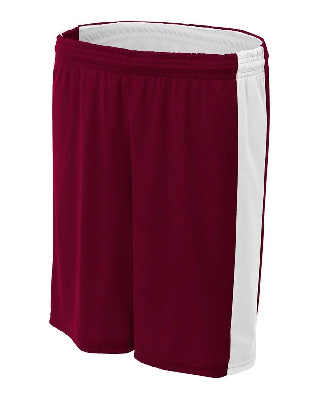 A4 NW5284 Women's Reversible Moisture Management 8" Short - Maroon White