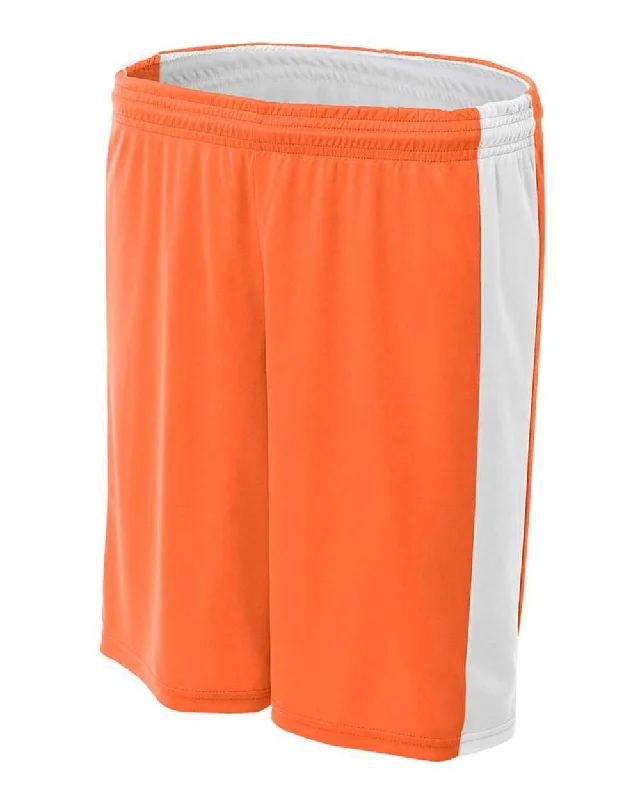 A4 NW5284 Women's Reversible Moisture Management 8" Short - Orange White