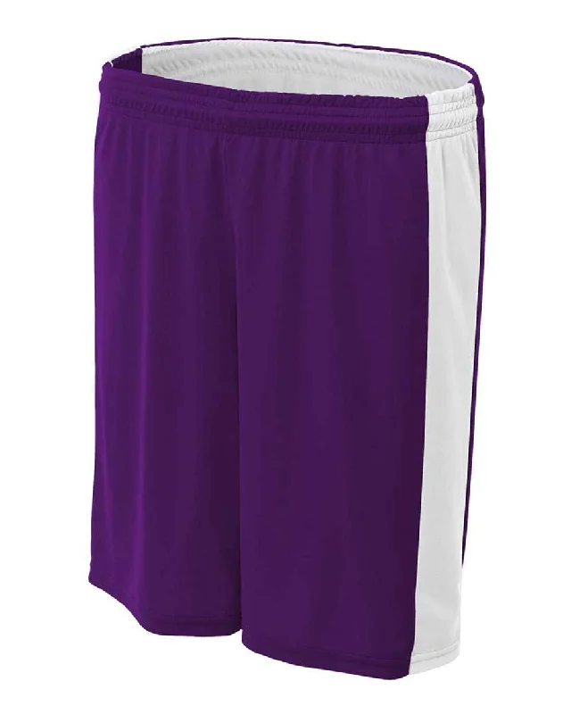 A4 NW5284 Women's Reversible Moisture Management 8" Short - Purple White