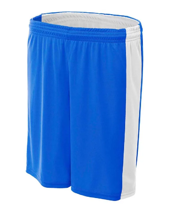 A4 NW5284 Women's Reversible Moisture Management 8" Short - Royal White