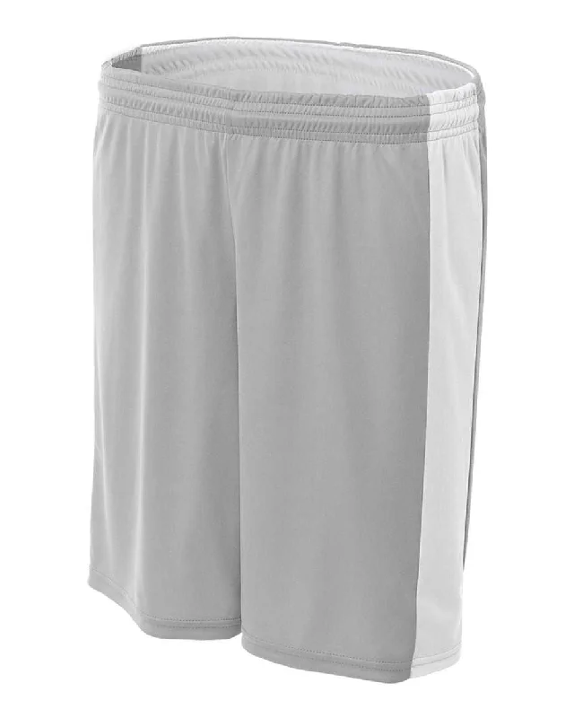 A4 NW5284 Women's Reversible Moisture Management 8" Short - Silver White