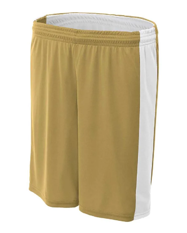 A4 NW5284 Women's Reversible Moisture Management 8" Short - Vegas Gold White