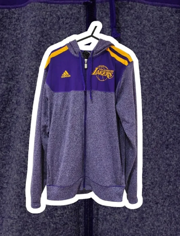 Adidas Los Angeles Lakers NBA Full Zip Hoodie, Purple, Size Medium