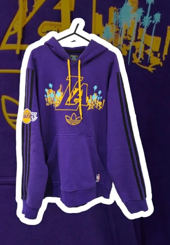 Adidas Originals Los Angeles Lakers Pullover Hoodie, Purple, Size Small