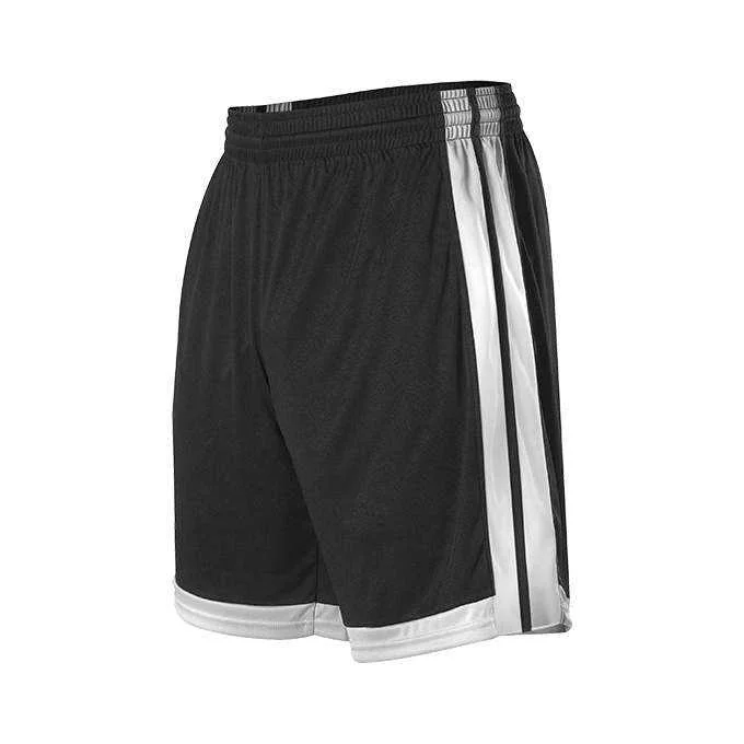 Alleson Athletic 538P Mens Single Ply Basketball Short - Black White