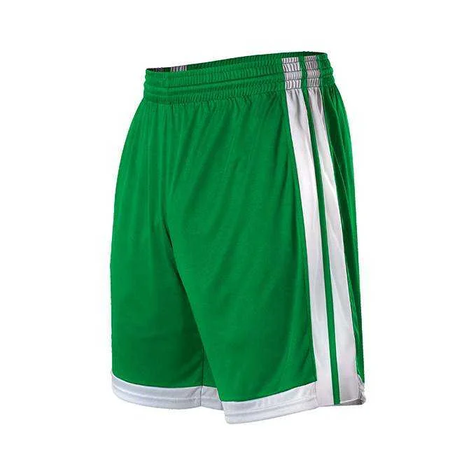 Alleson Athletic 538P Mens Single Ply Basketball Short - Kelly White