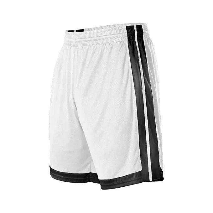 Alleson Athletic 538P Mens Single Ply Basketball Short - White Black