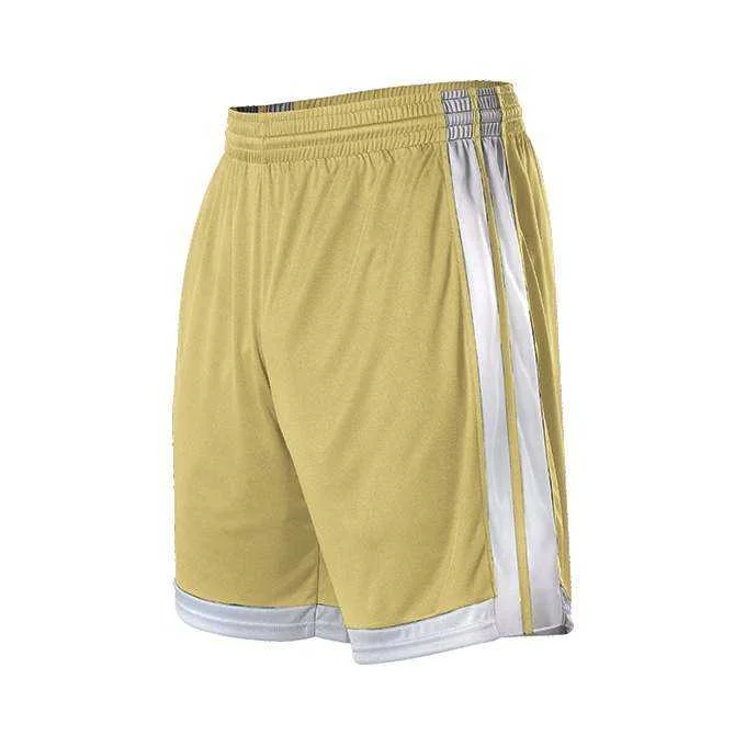 Alleson Athletic 538PW Womens Single Ply Basketball Short - Vegas Gold White