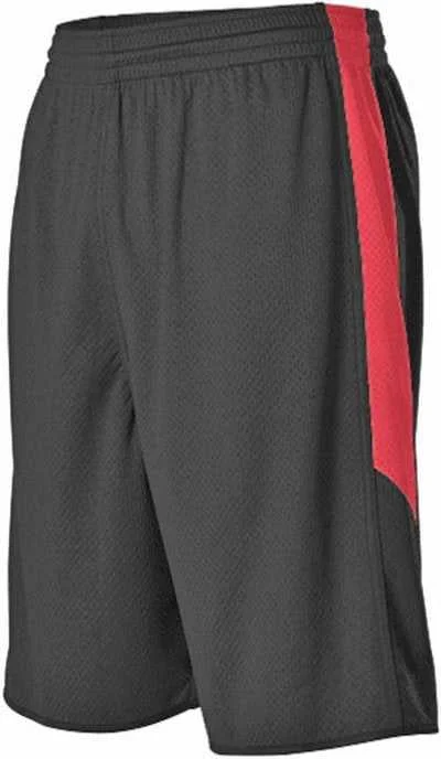 Alleson Athletic 589PSP Adult Single Ply Reversible Short - Black Scarlet