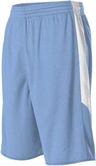 Alleson Athletic 589PSP Adult Single Ply Reversible Short - Columbia Blue White