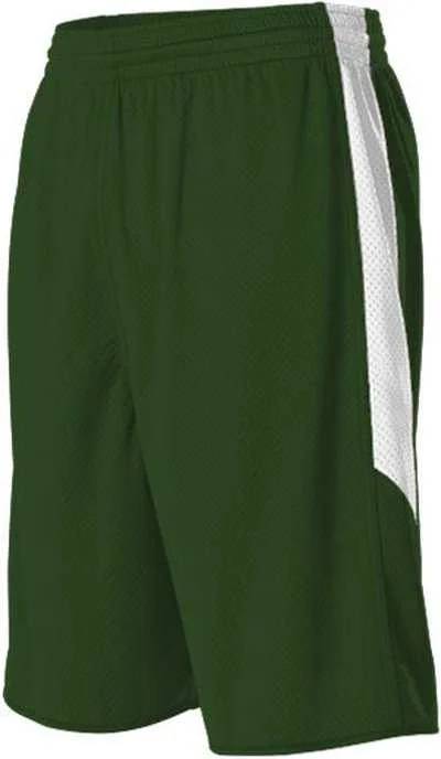 Alleson Athletic 589PSP Adult Single Ply Reversible Short - Dark Green White