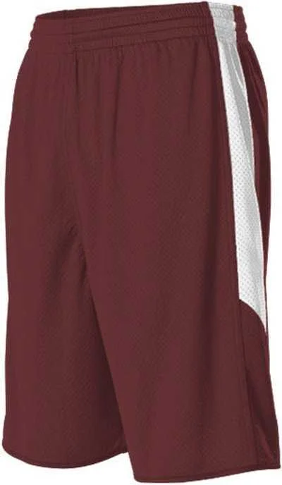 Alleson Athletic 589PSP Adult Single Ply Reversible Short - Maroon White