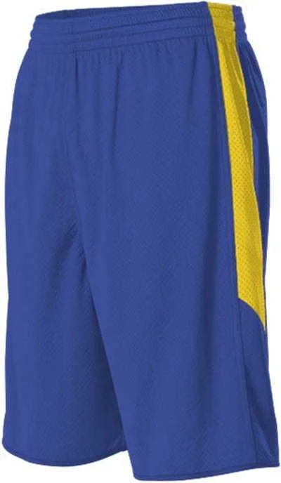 Alleson Athletic 589PSP Adult Single Ply Reversible Short - Royal Light Gold