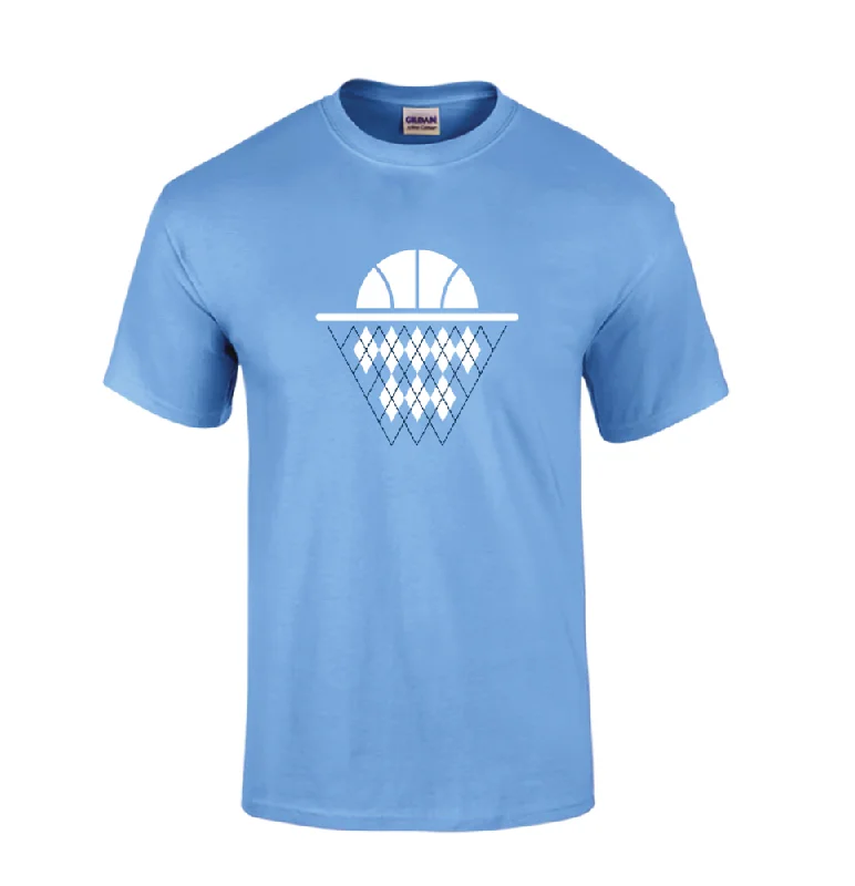 Argyle Basketball Net T-Shirt in Carolina Blue