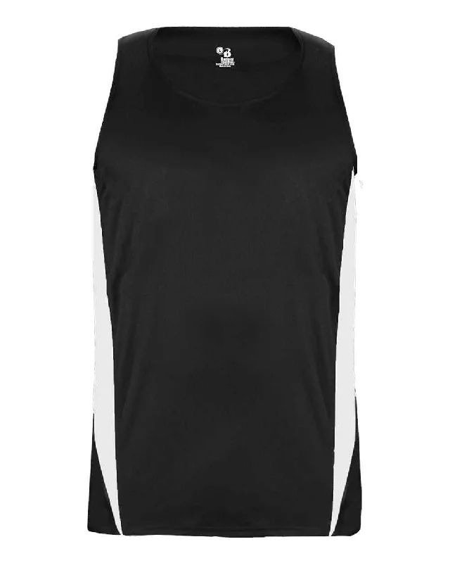 Badger Sport 2667 Stride Youth Singlet - Black White