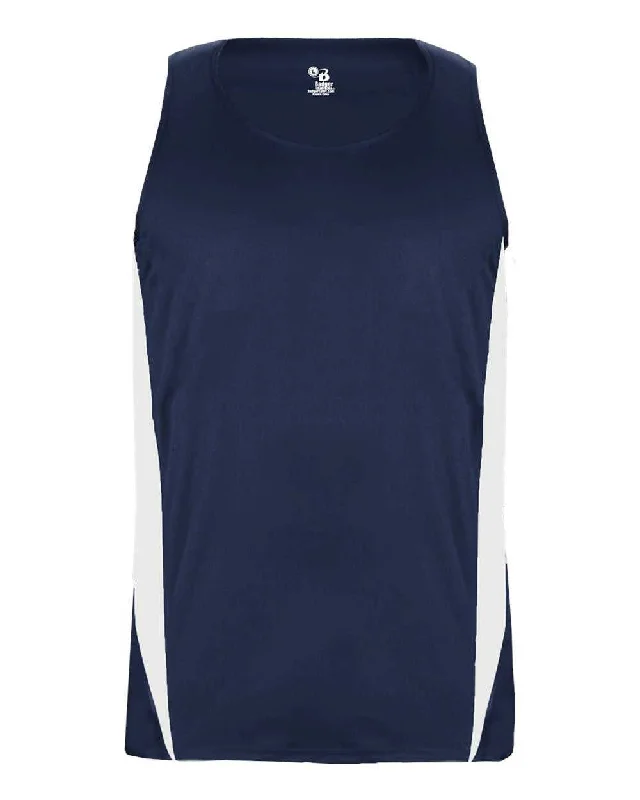 Badger Sport 2667 Stride Youth Singlet - Navy White