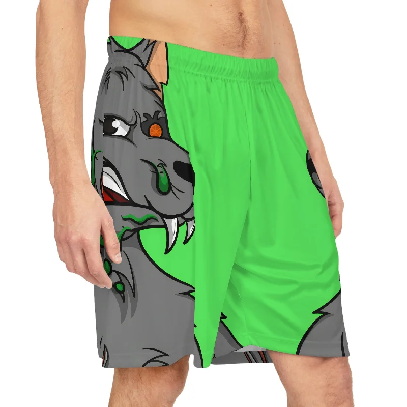 Wolf Grey Cyborg Animal Werewolve Basketball Shorts