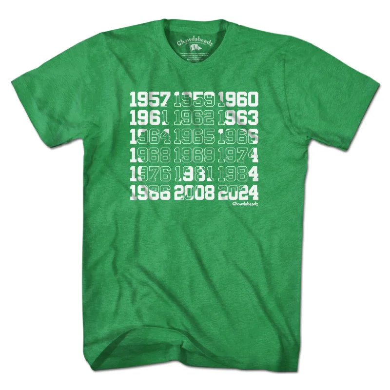 Boston Basketball Championship Dates Shamrock T-Shirt