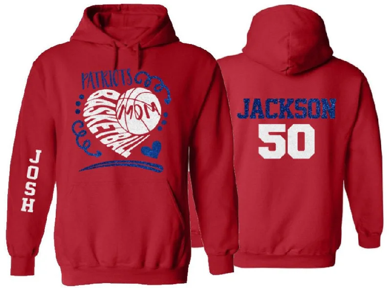 Glitter Basketball Hoodie | Basketball Heart | Customize with your Team & Colors | Adult or Youth Sizes