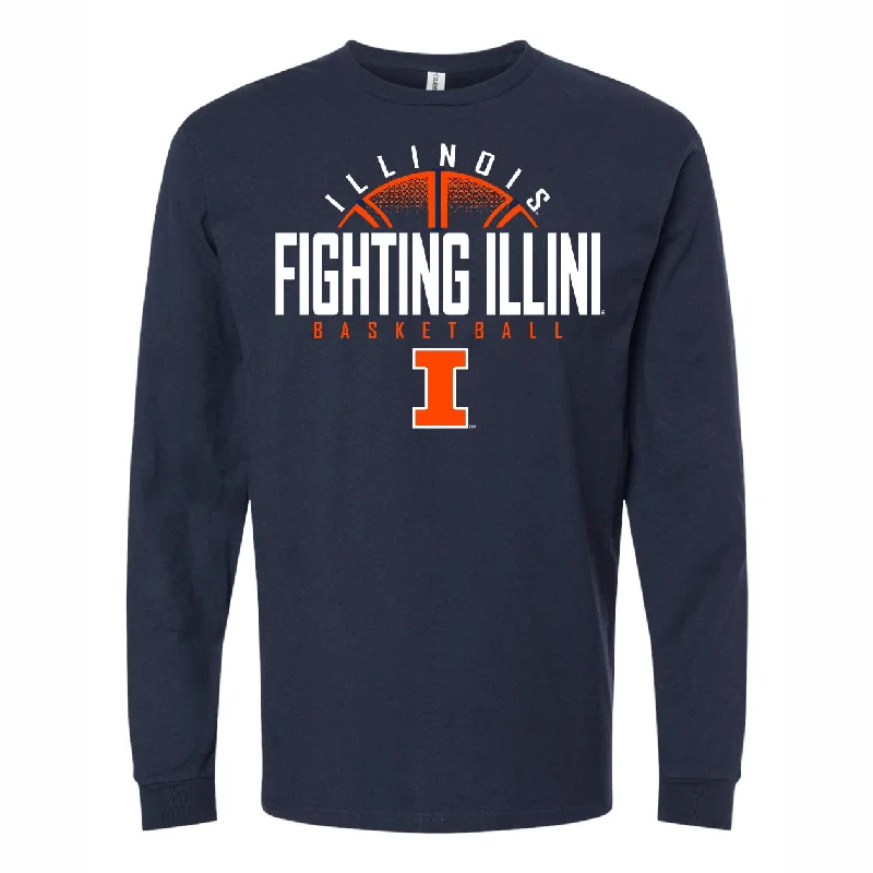 Illinois Men's Basketball Navy Long-Sleeve Tee