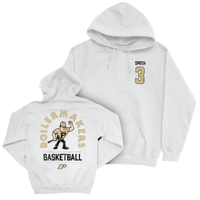 Men's Basketball White Mascot Hoodie - Braden Smith | #3