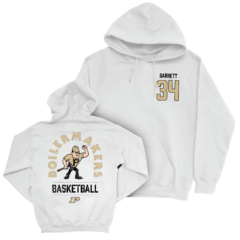 Men's Basketball White Mascot Hoodie - Carson Barrett | #34