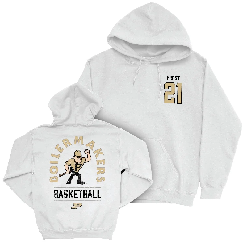 Men's Basketball White Mascot Hoodie - Matt Frost | #21