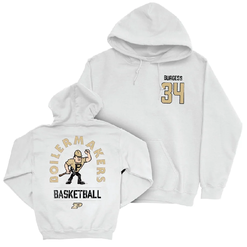 Men's Basketball White Mascot Hoodie  - Raleigh Burgess