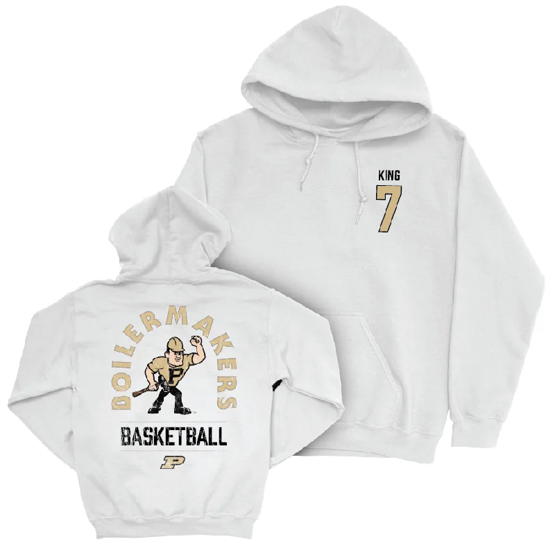 Men's Basketball White Mascot Hoodie - Sam King | #7