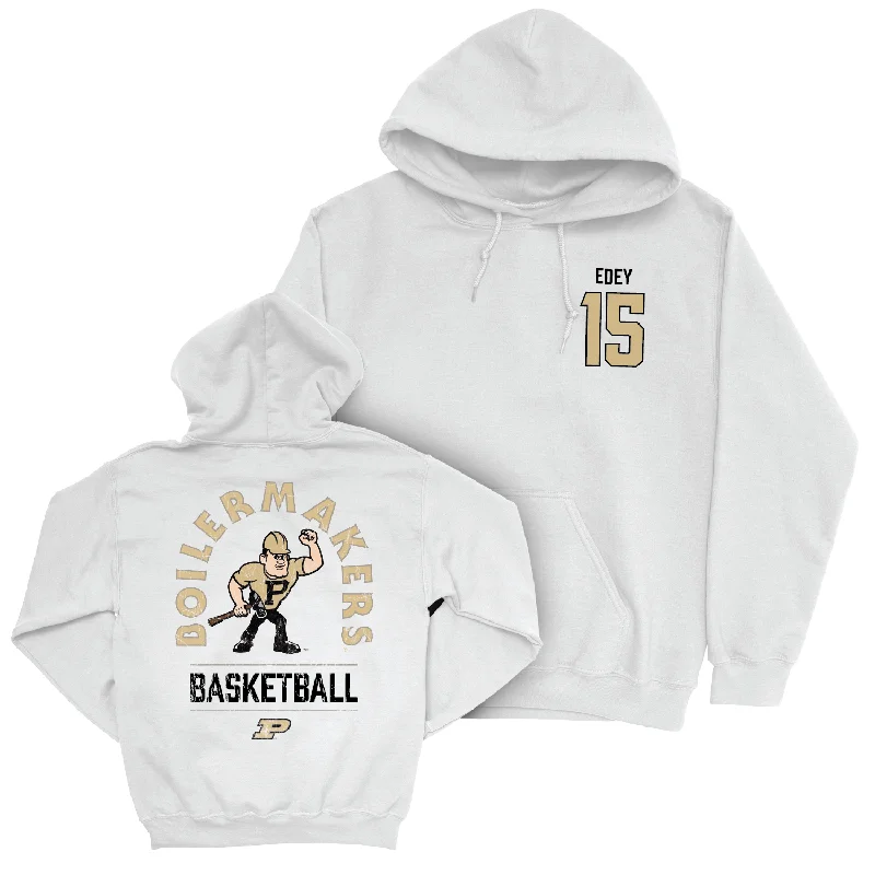 Men's Basketball White Mascot Hoodie - Zach Edey | #15