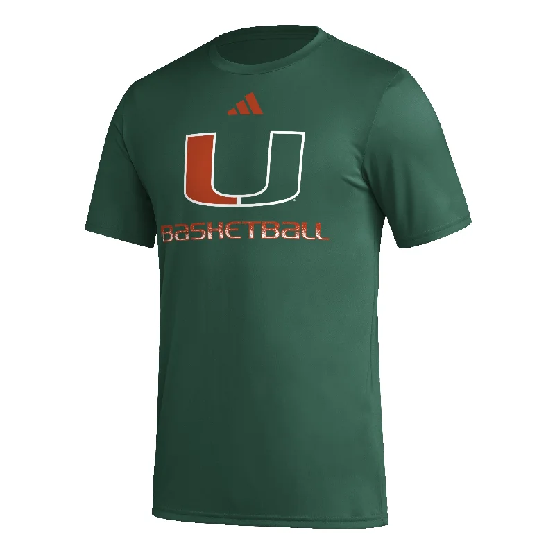 Miami Hurricanes adidas Basketball Pregame T-Shirt - Green