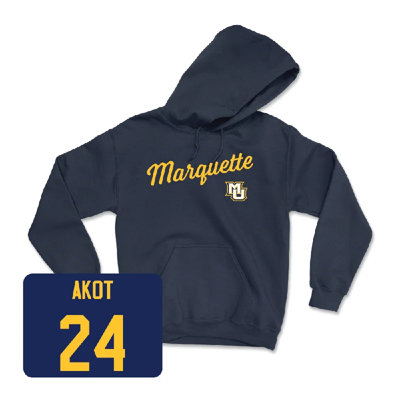 Navy Women's Basketball Script Hoodie  - Ayuen Akot