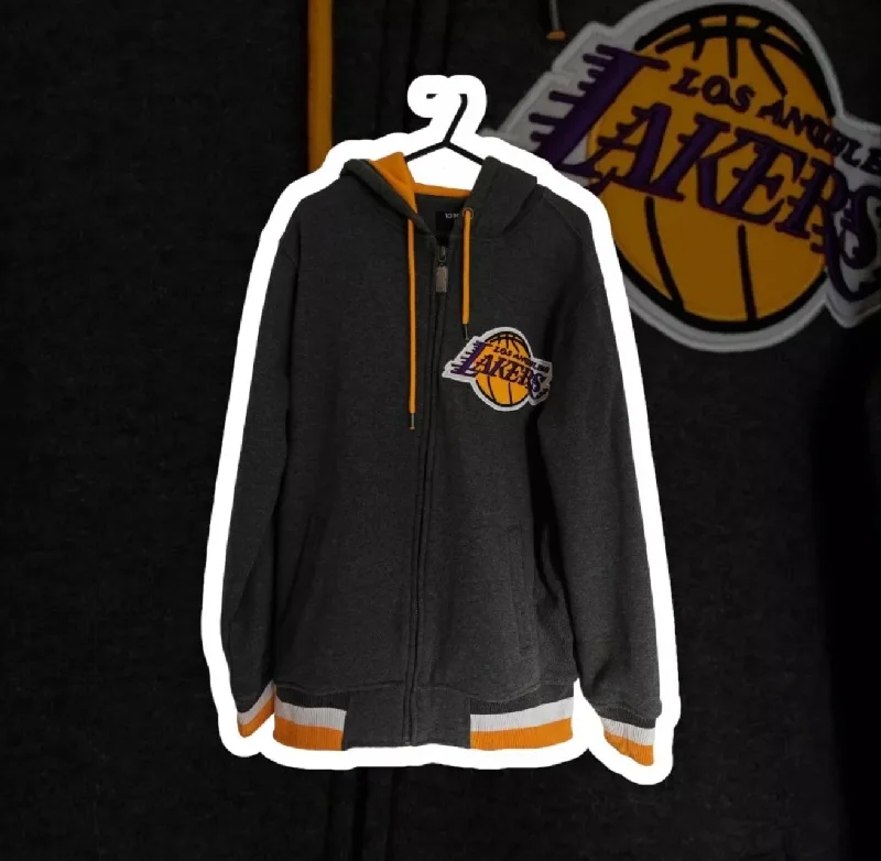 NBA UNK Los Angeles Lakers Full Zip Hoodie, Grey, Size Small