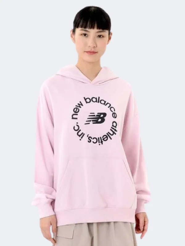 New Balance Sport French Terry Graphic Women Lifestyle Hoody Mid Century Pink