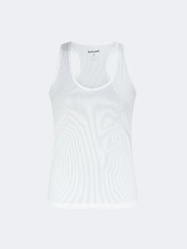 Oil And Gaz Ribbed Women Training Tank White