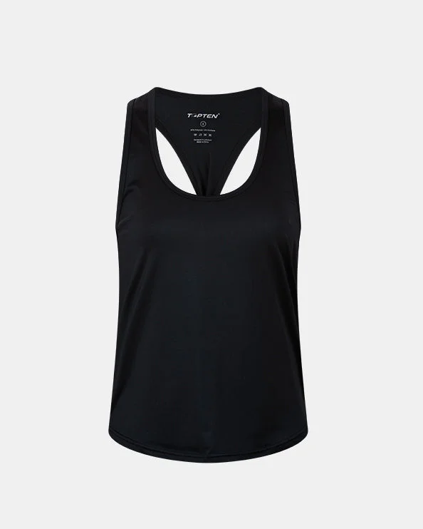 Top Ten Trendy Fitness Plain Regular Fit Tank Black