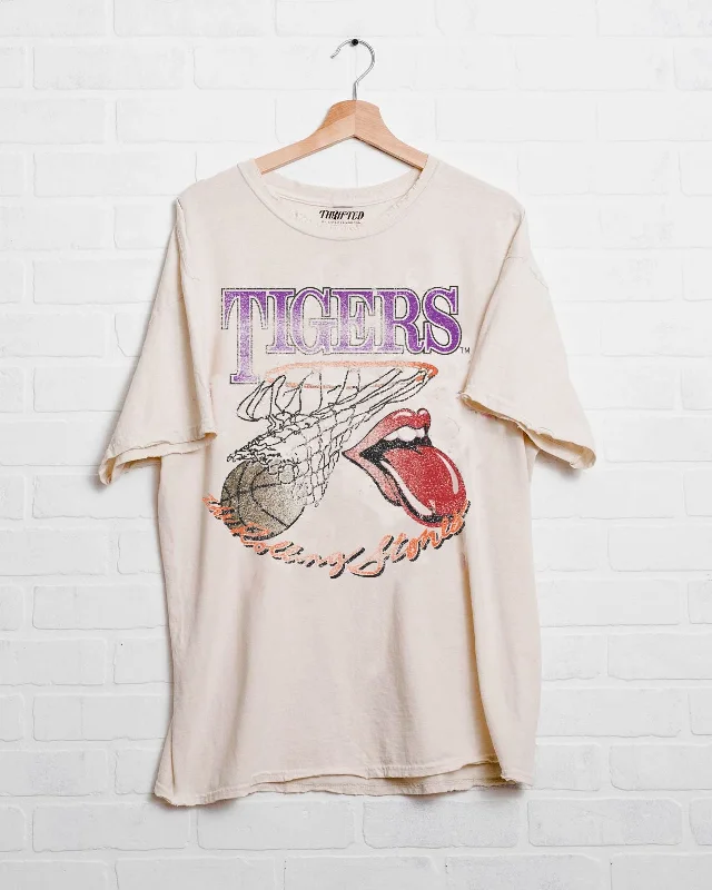 Rolling Stones Clemson Tigers Basketball Net Off White Thrifted Tee